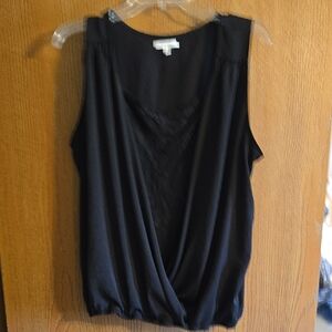 Maurices Black Sleeveless Draped V-Neck Tank Top